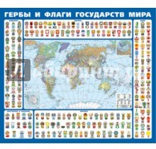 Гербы и флаги государств мира. Крым в составе РФ. Ламинированная карта