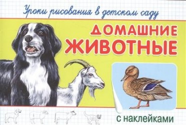 Уроки рисования в детском саду с наклейками. Домашние животные